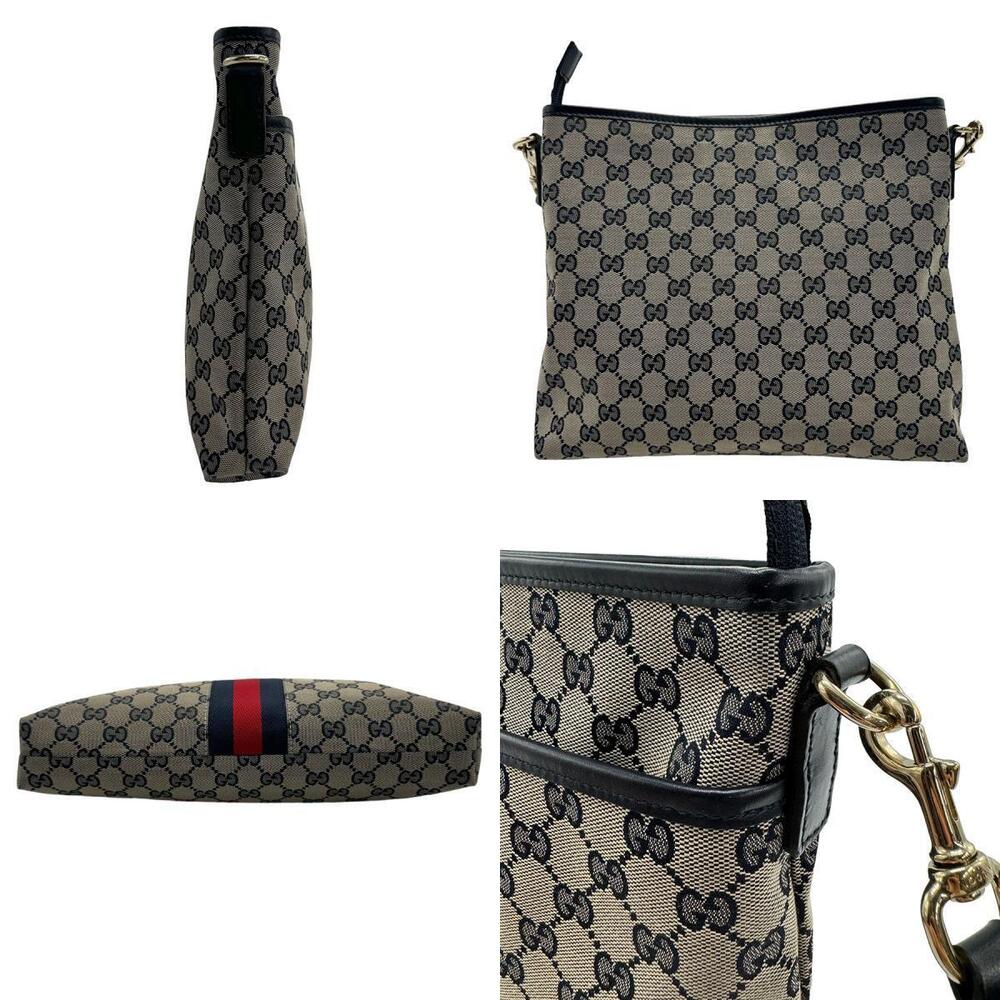 Gucci Navy Shoulder Canvas Blue Bag GG Sherry Line